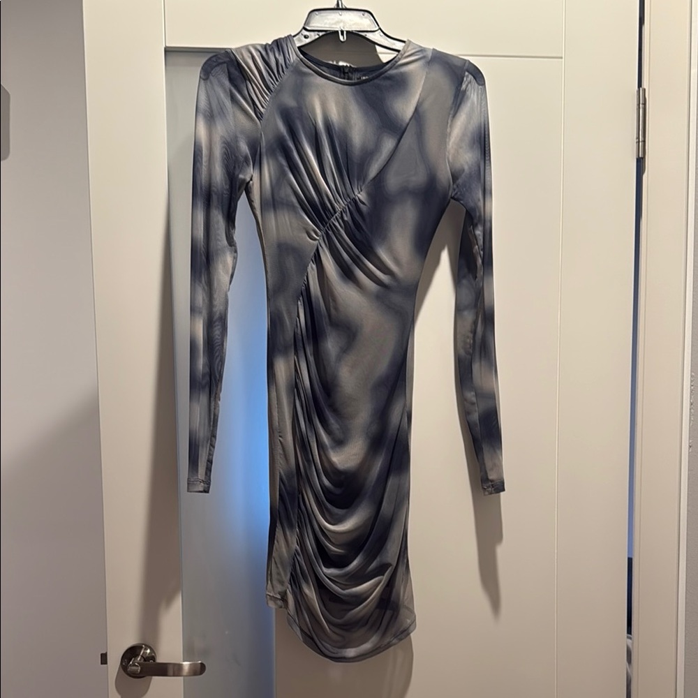 Zara Silver Gray Ruched Bodycon Dress